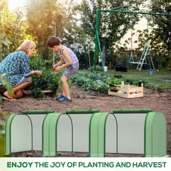 Heavy Duty Walk-in Greenhouse for Outdoors, Large Outdoor Plant Green House with Roll-Up Zipper Door, Reinforced Frame & PE Cover image {6}