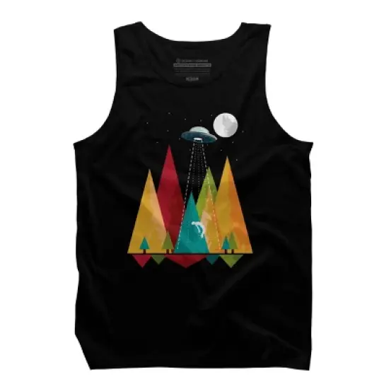 Men's Design By Humans UFO Geometric Forest Abduction By alnavasord Tank Top image {2}