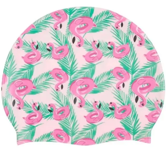 Sporti Flamingo Floaties Silicone Swim Cap image {1}