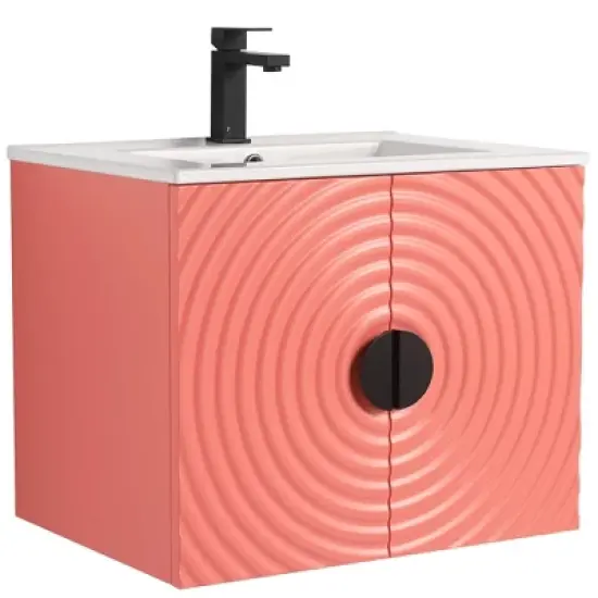 Pellabay Modern Bathroom Vanity with Fluted Circular Doors - Sink Included image {1}