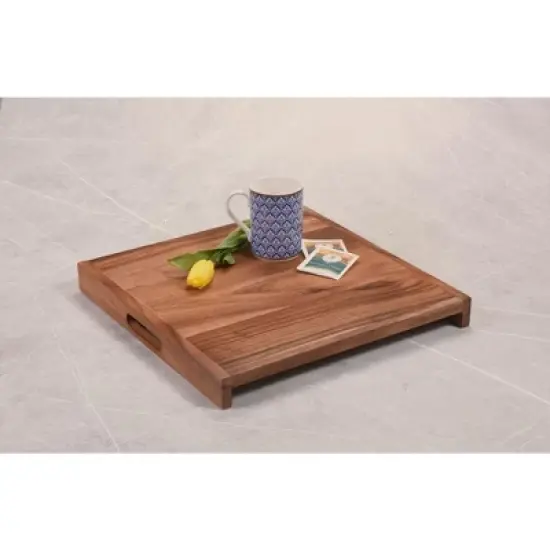 Kalmar Home Acacia Wood Serving Tray - solid bottom - Square image {2}