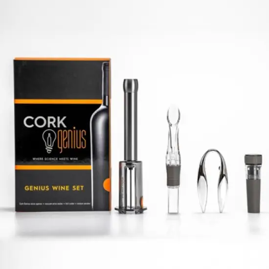 Cork Genius Wine Opener Set 4 Piece Set Wine Accessories Air Pump Bottle Opener,Bottle-Top Aerator,Wine Foil Cutter Vacuum Seal Wine Stopper image {6}