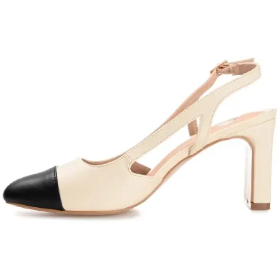 Journee Collection Womens Reignn Sling Back Mid Block Heel Almond Toe Pumps image {1}