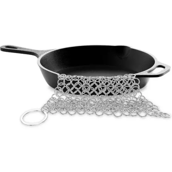 NutriChef Stainless Steel Cast Iron Cleaner - Durable Chainmail Pan-Pot Dutch Oven Cleaning Tool - Black image {3}