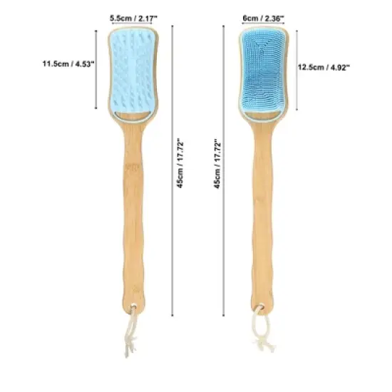 Unique Bargains Double Side Long Handle Bath Brush 17.72" Length 1 Pc image {3}