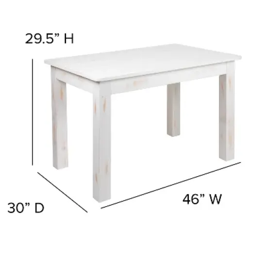 Emma and Oliver 46" x 30" Rectangular Antique Rustic Solid Pine Farm Dining Table image {5}