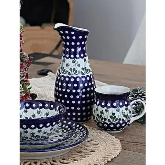 Blue Rose Polish Pottery D18 Ceramika Artystyczna Water Carafe image {1}