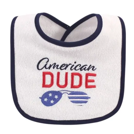 Hudson Baby Infant Boy Cotton Terry Drooler Bibs with Fiber Filling 10pk, Holiday Boy Onederful, One Size image {1}