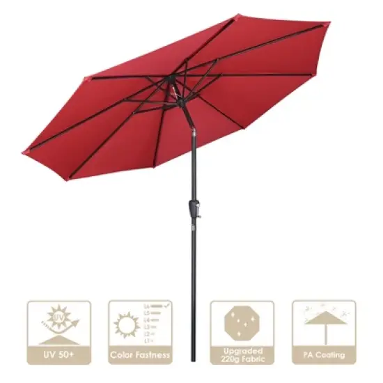 Yescom 9Ft UV50+ Aluminum Outdoor Table Patio Umbrella with Crank Tilt Sunshade Red image {7}