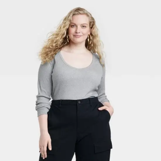 Women's Long Sleeve Ribbed V-Neck T-Shirt - Universal Thread&trade;  image {5}