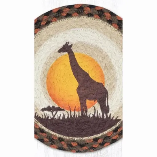 Earth Rugs Giraffe Printed Round Jute Trivet 10"x10" Safari Hot Pad image {2}