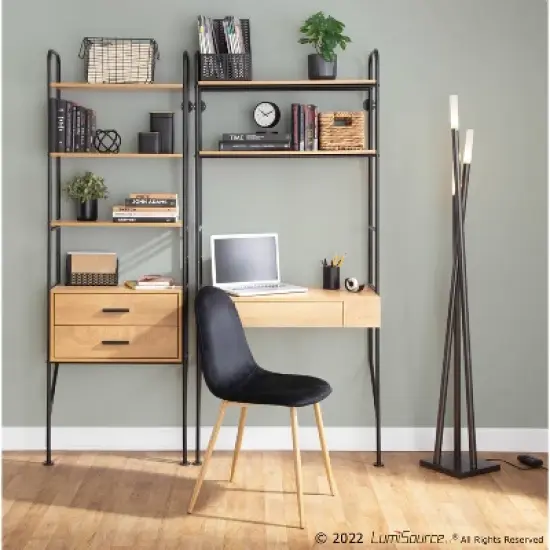 75" Lean Steel/Wood Bookcase Black/Brown - LumiSource image {9}