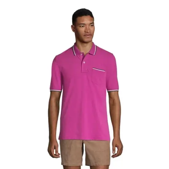 Lands' End Men's Short Sleeve Comfort First Solid Mesh Polo With Pocket image {13}