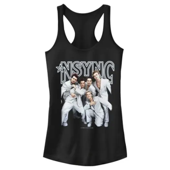 Junior's NSYNC Iconic White Suits Racerback Tank Top image {4}