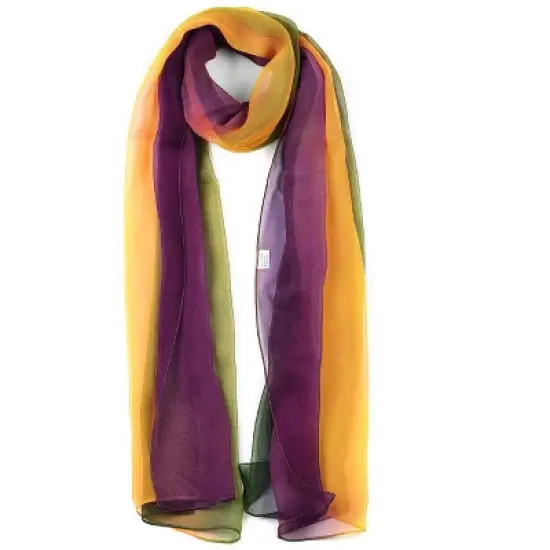Allegra K Women Long Chiffon Light  Silky Gradient Color Shawl Wrap Scarf image {7}