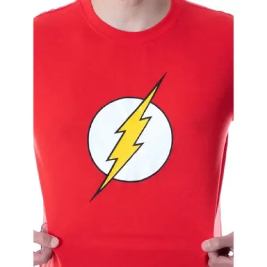 DC Comics Mens' The Flash Logo Short Sleeve Shirt Pajama Short Set Red image {2}
