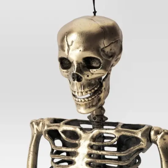 36" Posable Skeleton Halloween Decorative Prop Shiny Champagne with Weathered Finish - Hyde and EEK! Boutique&trade; image {2}