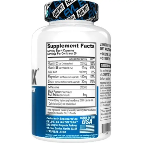 Evlution Nutrition Z-Matrix - Recovery & Sleep Complex - 60 Servings image {1}