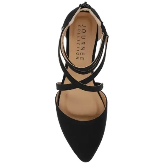 Journee Collection Womens Marlee Tru Comfort Foam Back Heel Zip Pointed Toe Cage Flats image {3}