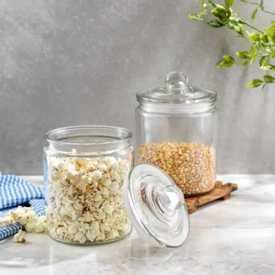 JoyFul Round Glass Cookie Jar with Airtight Lids - 67 oz Kitchen Containers Canister - Set of 2 image {3}