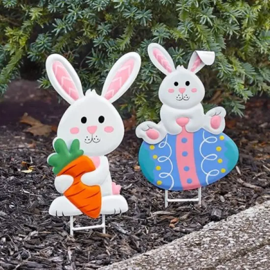 The Lakeside Collection Easter Garden Stakes - Bunny with Carrot image {2}