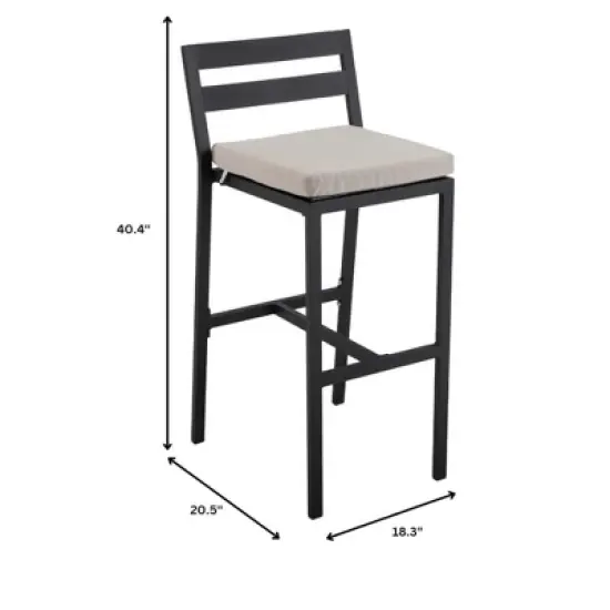 LeisureMod Chelsea Collection Modern Aluminum Outdoor Bar Chair Set of 4 &ndash; Black Patio Seating for Decks, Balconies, Porches, and Outdoor Spaces image {15}