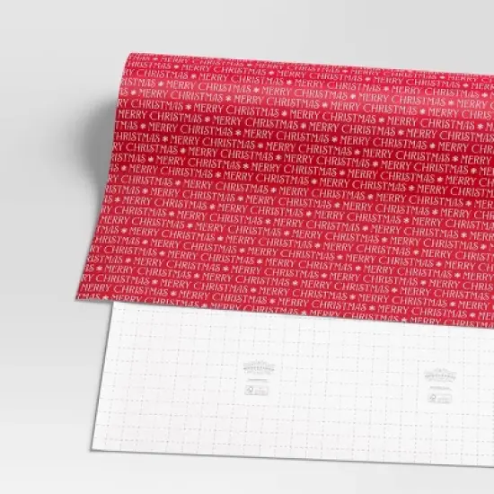 30" 50 sq ft Christmas Roll Wrap Merry Christmas on Red - Wondershop&trade; image {2}