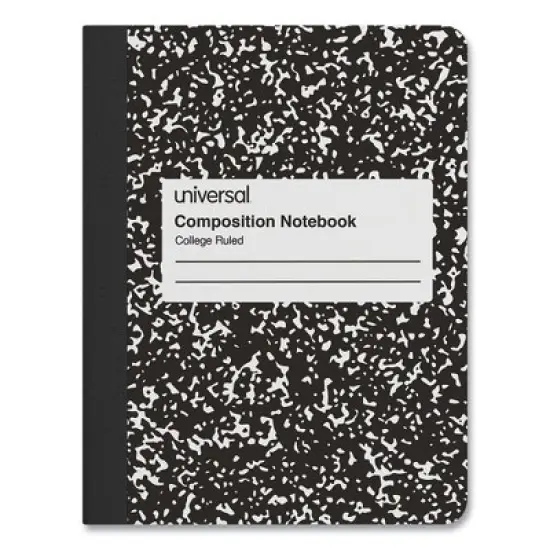 Universal Composition Book, Medium/College Rule, Black Marble Cover, (100) 9.75 x 7.5 Sheets, 6/Pack image {1}