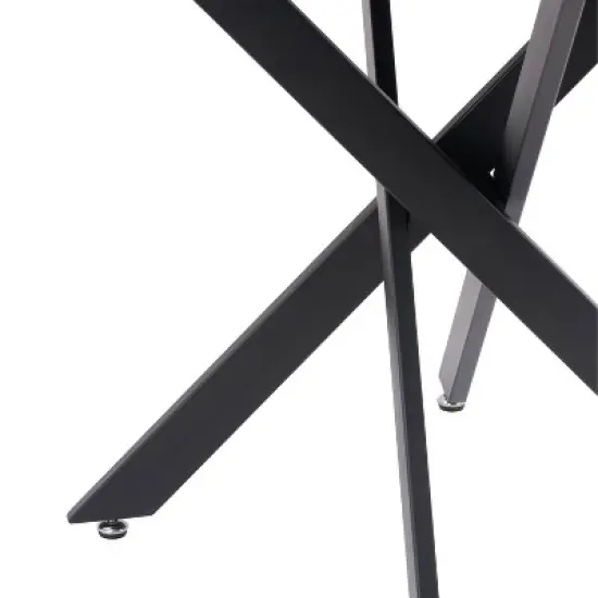 Lennox Iron Leg Trestle Dining Table Black - CorLiving image {4}
