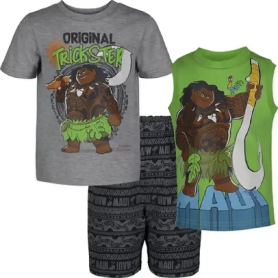 Disney Moana Maui French Terry Shorts Tank Top and T-Shirt 3 Piece Outfit Set Toddler image {9}