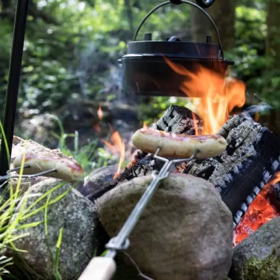 Petromax Campfire Roasting Stick Skewer with Adjustable Handle Straight Prongs LS1, Extends up to 36 inches image {3}