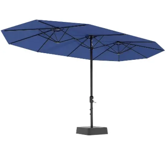 15FT Large Patio Umbrella with Base Included, Oversized Shade for 2-8 People, Double-Sided Rectangle Umbrella, Weighted Base for Pool, Deck, Backyard image {9}