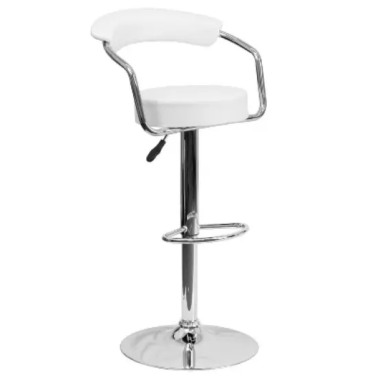 Flash Furniture Contemporary Vinyl Adjustable Height Barstool with Arms and Chrome Base image {14}