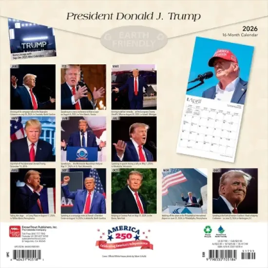 BrownTrout President Donald J. Trump 2026 12"x24" Hanging Square Wall Calendar Plastic-Free image {1}