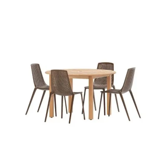 Amazonia 5pc Eucalyptus Round Neville Outdoor Patio Dining Set image {12}