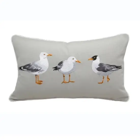 RightSide Designs Seagull Flash Mob Indoor/Outdoor Lumbar Throw Pillow image {4}