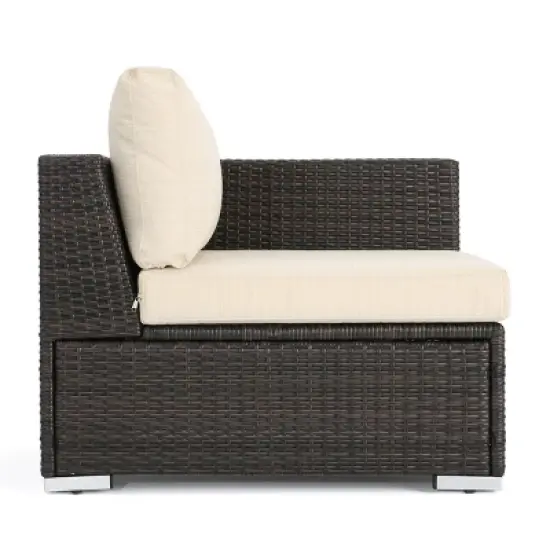 Christopher Knight Home Santa Rosa Outdoor Wicker 3 Seater Sectional Sofa with Cushions image {5}