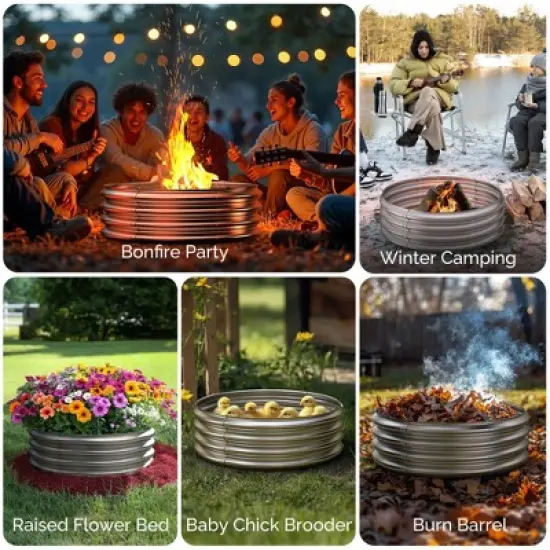 Sersper 3-5 ft Galvanized Steel Fire Pit Ring-Durable, Versatile, and Easy-to-Assemble Fire Pit for Outdoor Gatherings image {5}