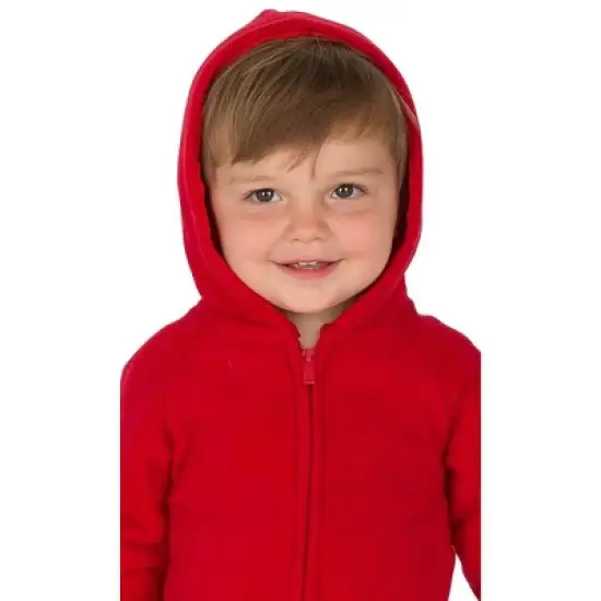 Footed Pajamas - Bright Red Infant Hoodie Fleece Onesie image {1}