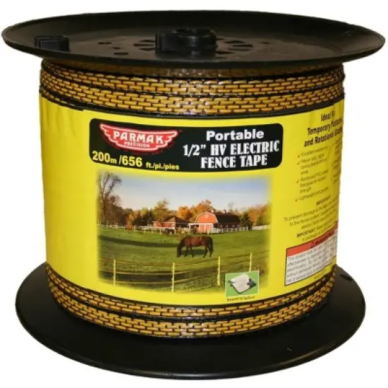 Baygard 1/2" HV Equi-Tape - Heavy Duty, Highly Visible Electric Fence Yellow/Black Tape, 656 Feet image {1}
