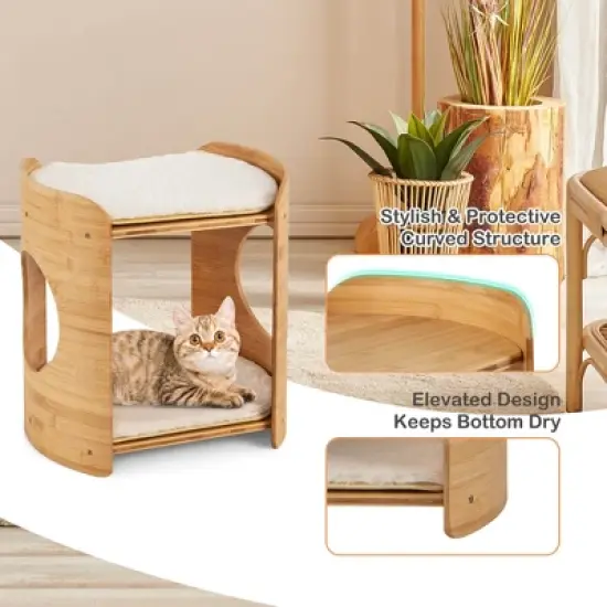 Costway 2-tier Cat Tower for Indoor Cats with Double Beds Removable & Washable Cushions image {4}