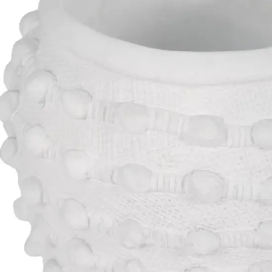 Stone Ceramic Planter with Raised Textured Surface and Rounded Edge Design - Contemporary Decorative Accent Pot with Sculpted Detail image {5}