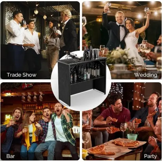 VINGLI 45" Commercial Portable Bar Table for Events, Mobile Bar, Mobile Bartending Station, Outdoor Bar Indoor Pop Up Bar Table with Skirt image {5}