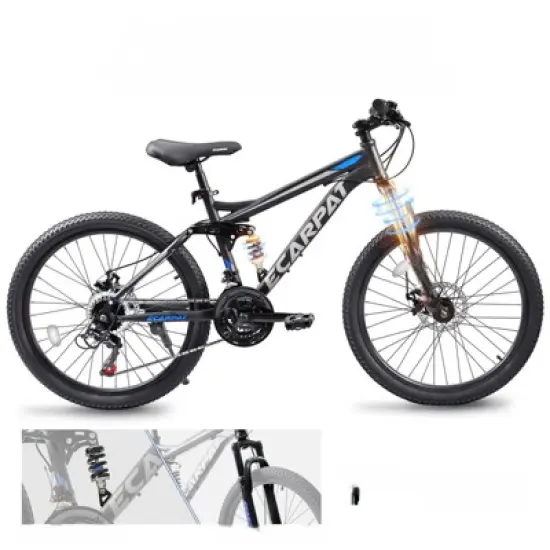 DSVIMOY 27.5 Inch Full Suspension Mountain Bike, 21-Speed, Suitable for Men and Women, Ideal for Travel, Blcak, 68.1"*27"*39.7" image {3}