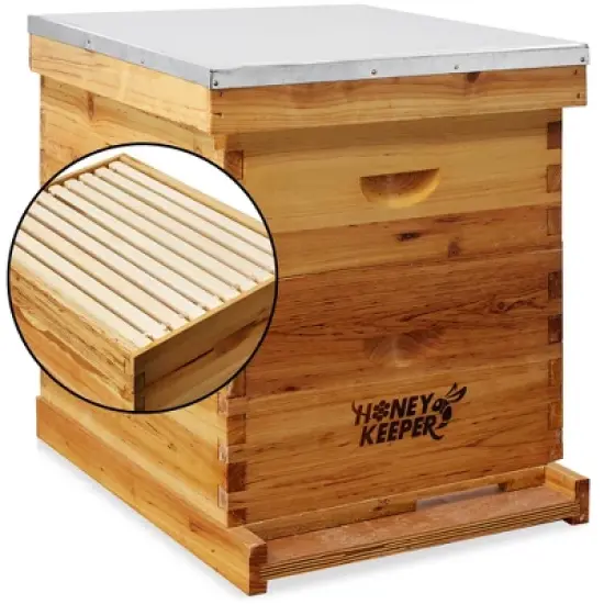 Honey Keeper Beehive 20 Frame Complete Box Kit (10 Deep and 10 Medium) with Metal Roof for Langstroth Beekeeping image {9}