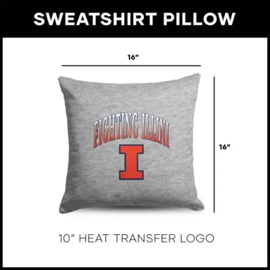 NCAA Illinois Fighting Illini 16" Heather Gray Sweatshirt Pillow image {4}