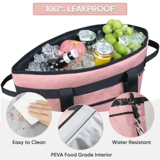 HOMLUX Large Leakproof Coolers Soft Tote Bags, Collapsible, Insulated, Gray image {3}