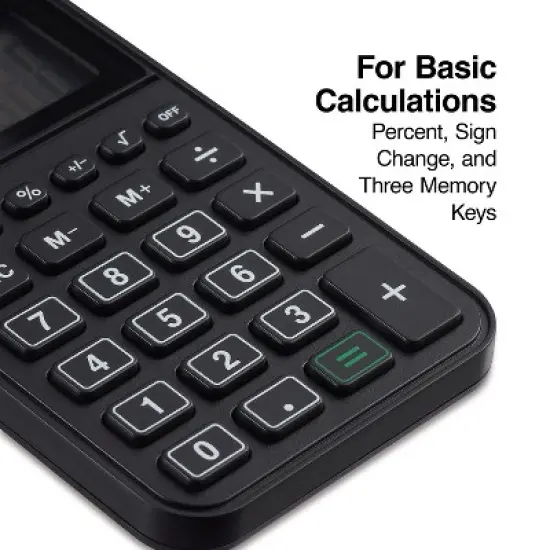 TRU RED Staples 8-Digit Solar and Battery Basic Pocket Calculator Black (ST130-CC) image {2}