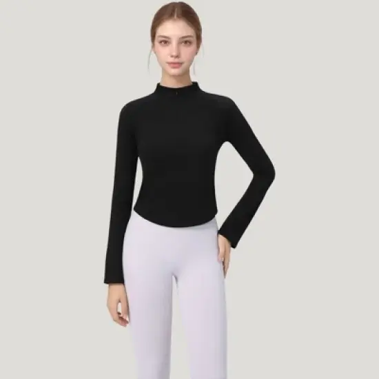 Anna-Kaci Active Women's Long Sleeve Active Top with Half Zip Front and Slim Fit Design image {5}