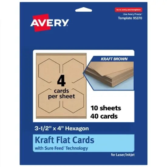 Avery Hexagon Flat Cards, 3-1/2" x 4", Matte Kraft Brown, 40 Total image {9}